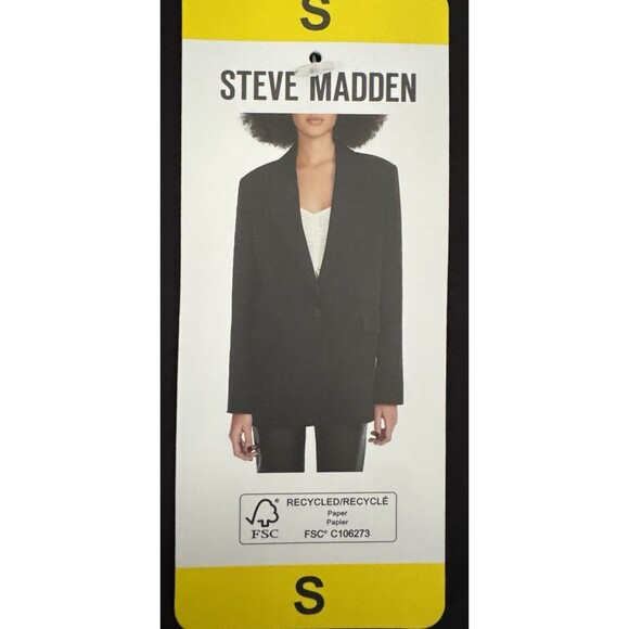 Steve Madden Blazer Small Black Blazer Suit Sports Jacket Boyfriend Chic Office - Picture 8 of 10
